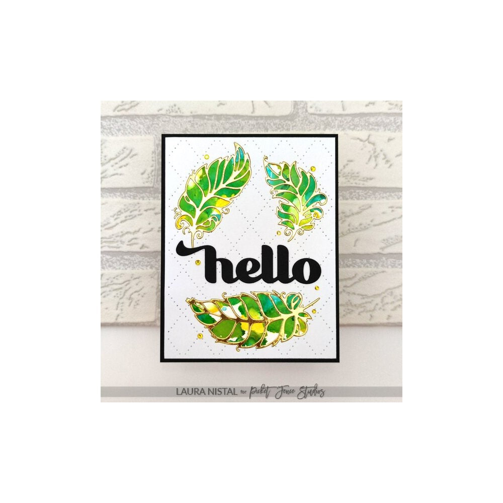 Picket Fence Studios Fanciful Feather Dies pfsd330 Hello