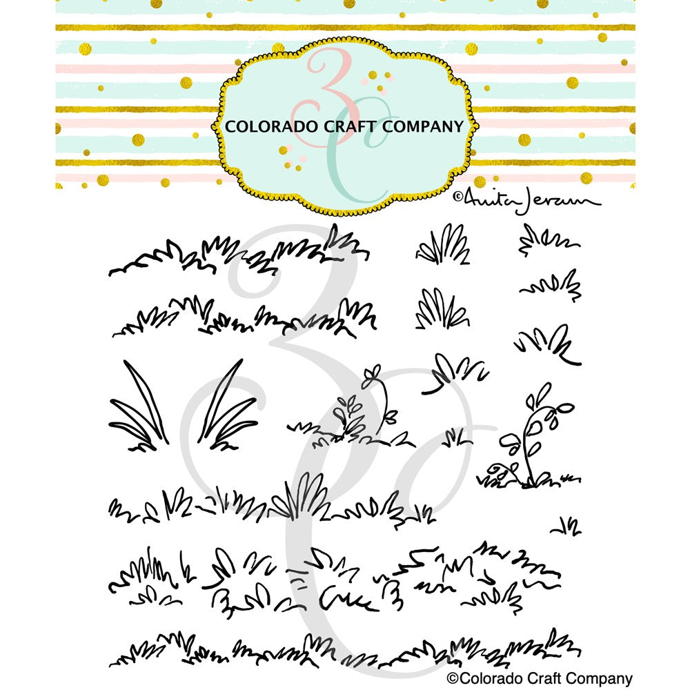 Colorado Craft Company Anita Jeram Greener Grass Clear Stamps AJ788