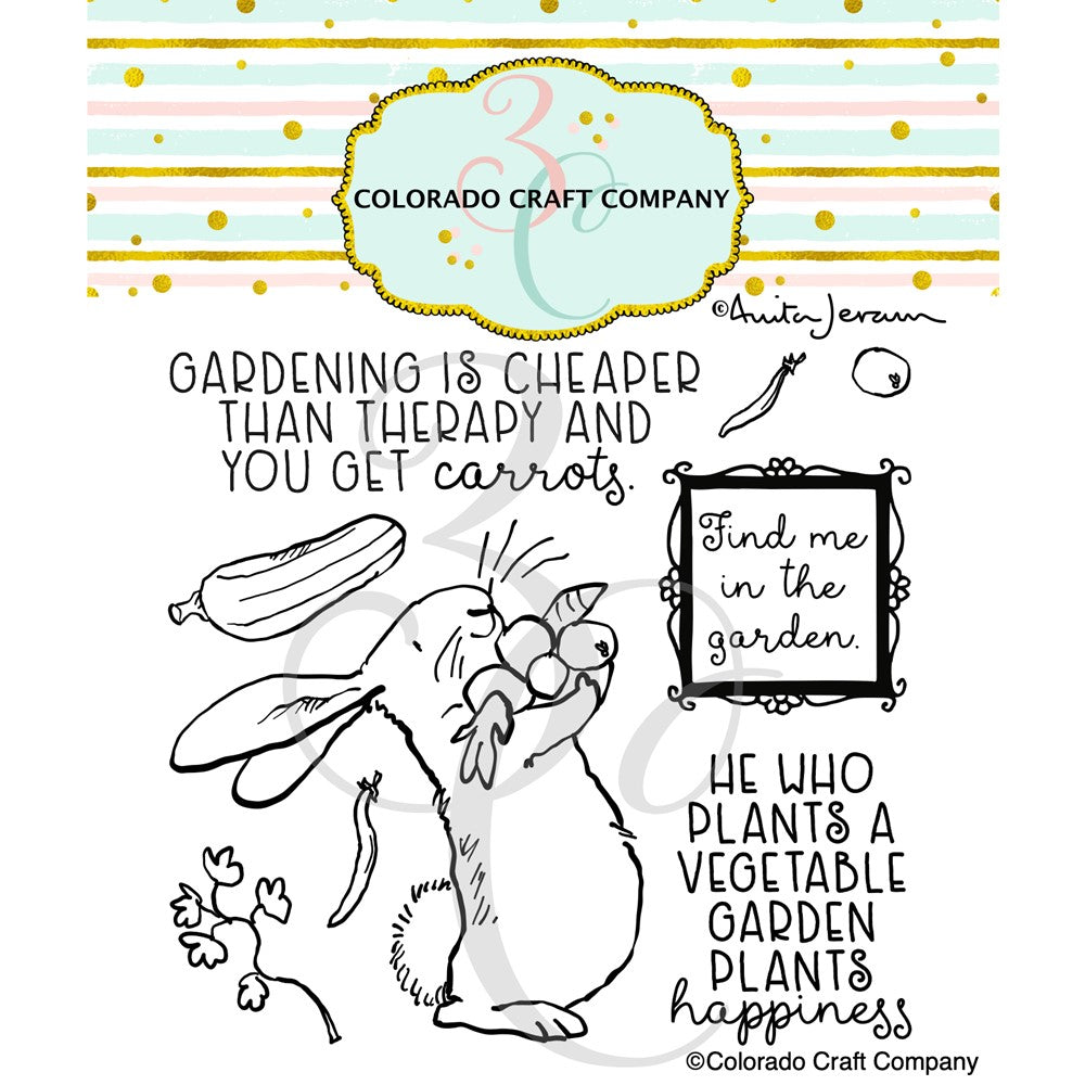 Colorado Craft Company Anita Jeram Garden Therapy Clear Stamps AJ780