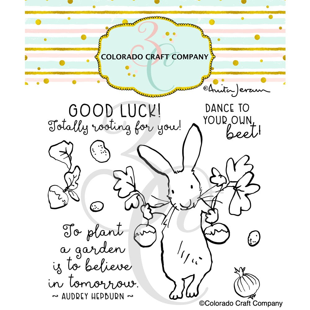 Colorado Craft Company Anita Jeram Rooting for You Clear Stamps AJ778