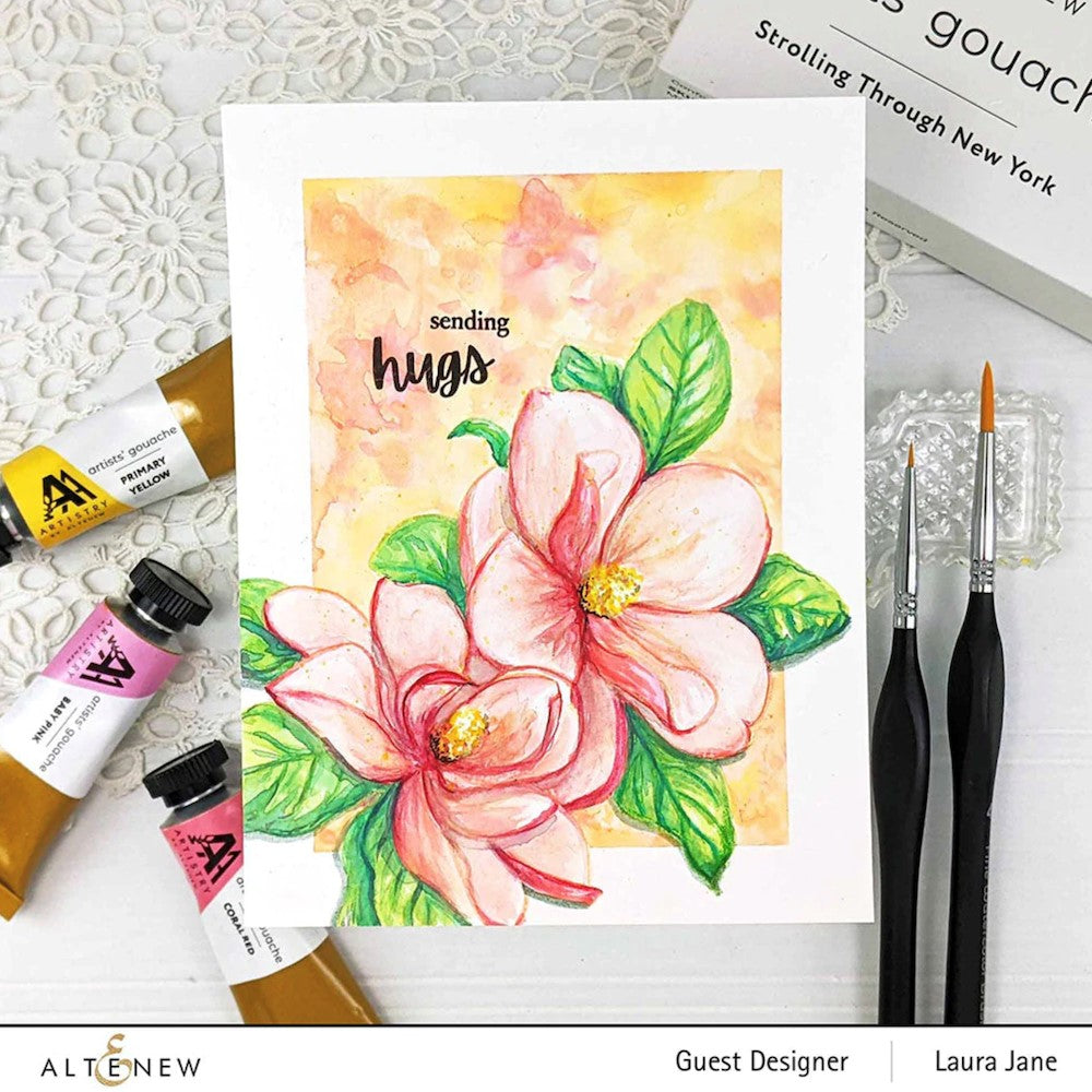 Altenew Paint A Flower Magnolia Grandiflora Outline Stamp Set sending hugs