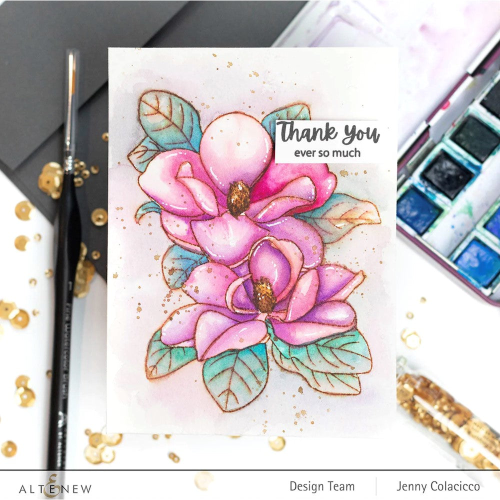 Altenew Paint A Flower Magnolia Grandiflora Outline Stamp Set thank you