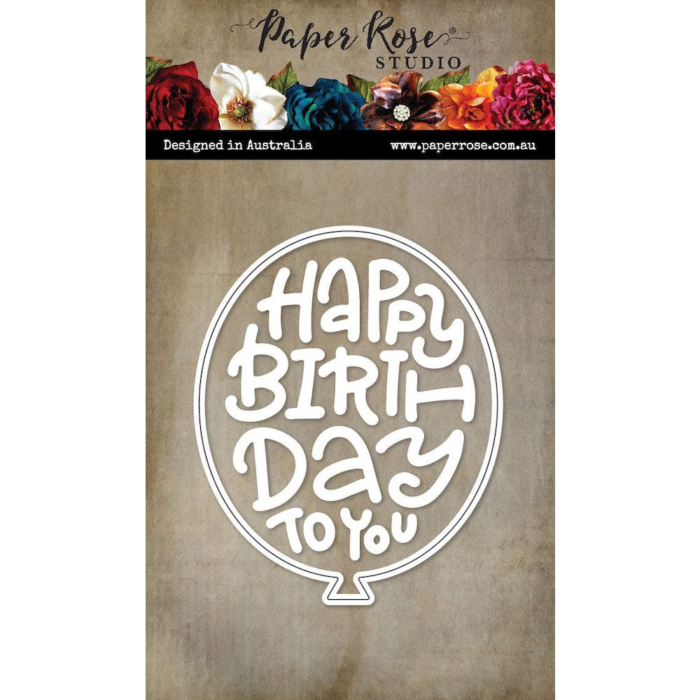 Paper Rose Happy Birthday Balloon Metal Die 28606
