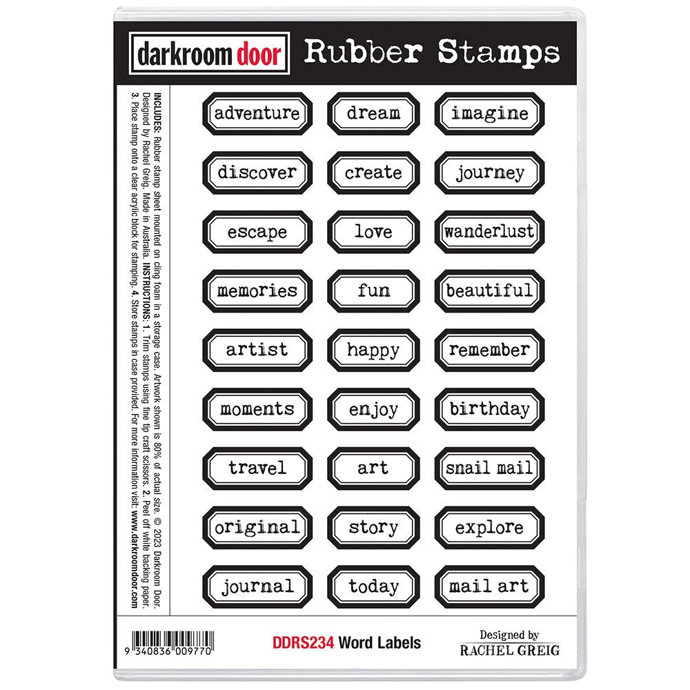 Darkroom Door Word Labels Cling Stamp Set ddrs234