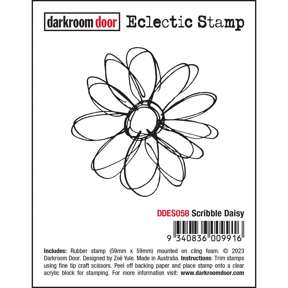 Darkroom Door Scribble Daisy Eclectic Cling Stamp ddes058