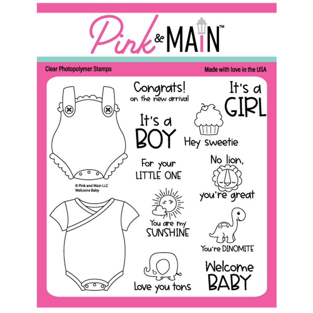 Pink and Main Welcome Baby Clear Stamps PM0608