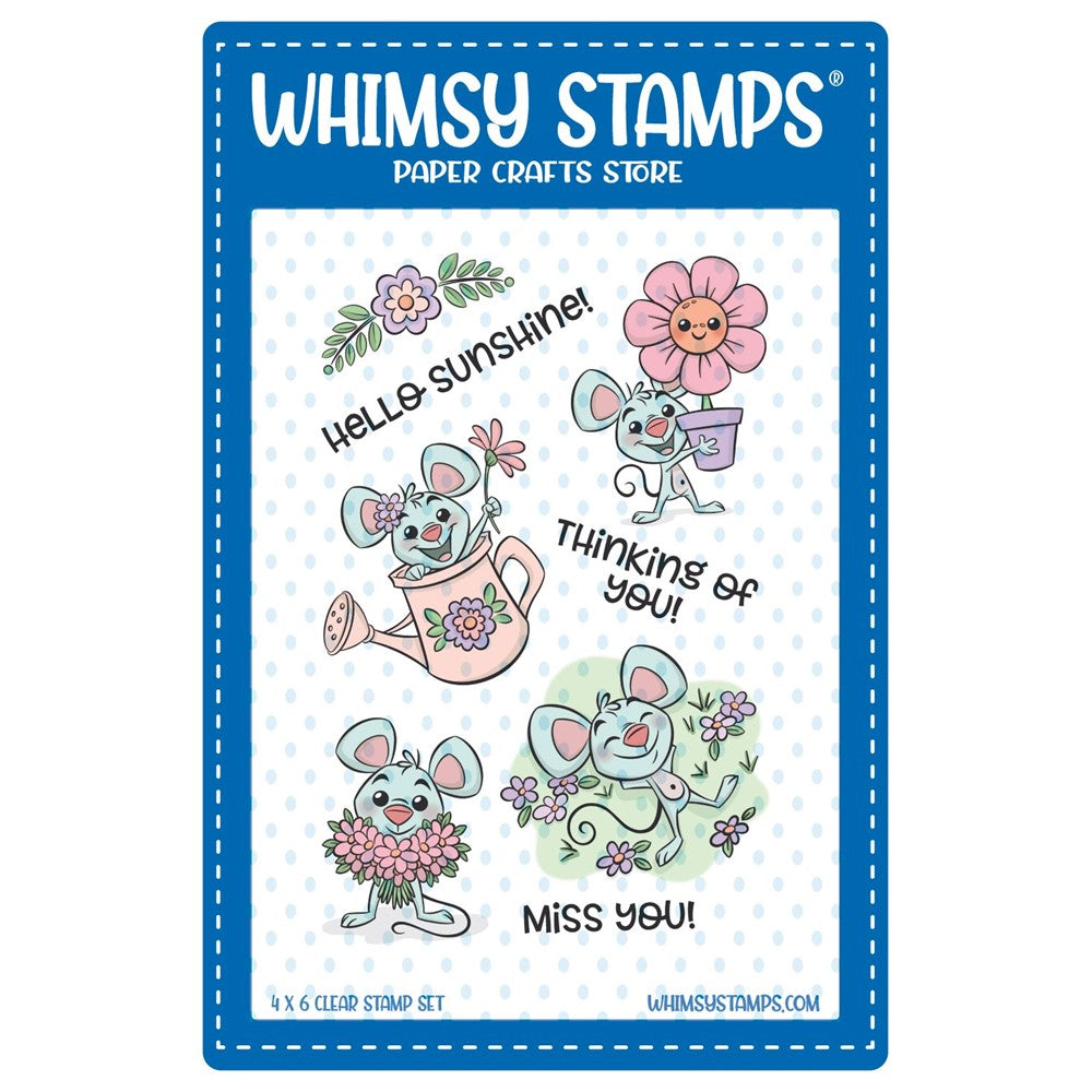 Whimsy Stamps Spring Gardening Mice Clear Stamps KHB171a