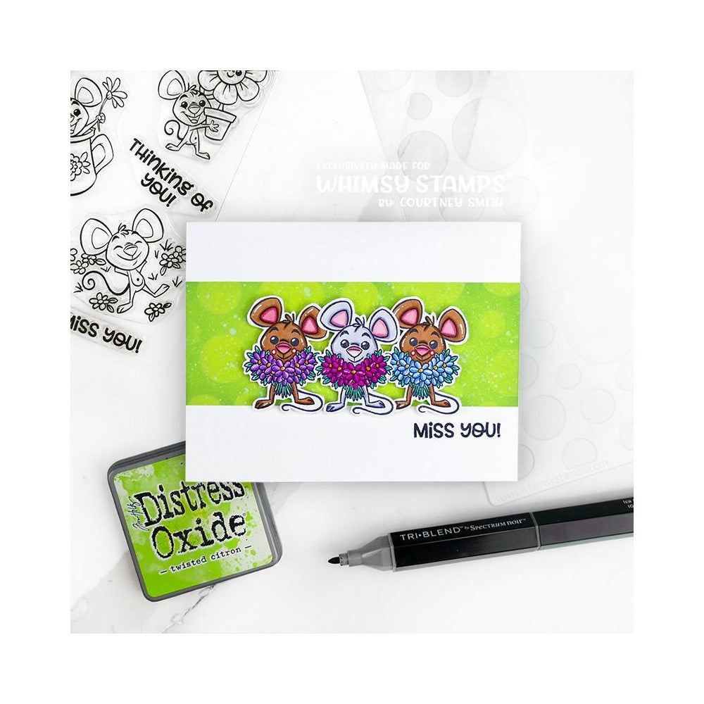 Whimsy Stamps Spring Gardening Mice Clear Stamps KHB171a Miss You