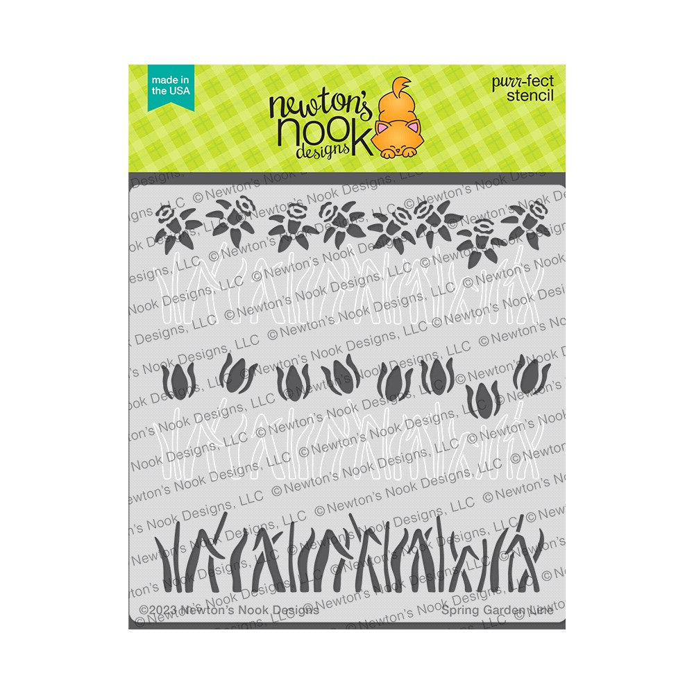 Newton's Nook Designs Spring Garden Line Stencil NN2303T01