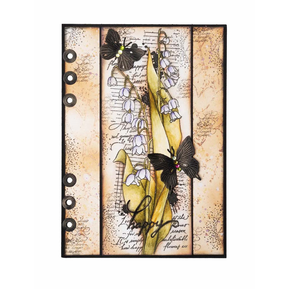 Studio Light Lily Of The Valley Clear Stamp Grunge Collection slgrstamp395 butterflies