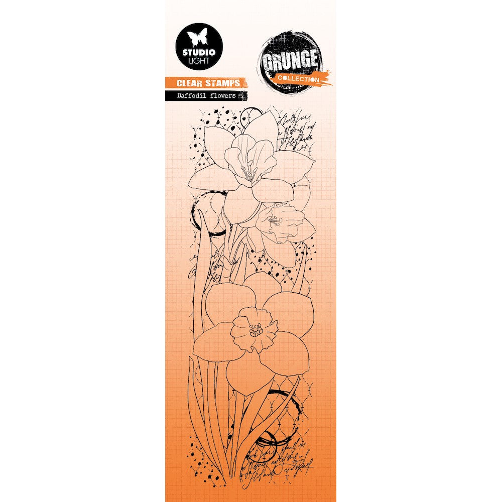 Studio Light Daffodil Flowers Clear Stamp Grunge Collection slgrstamp396
