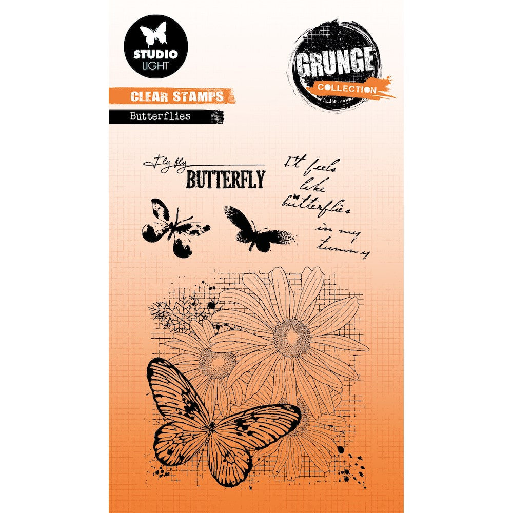 Studio Light Butterflies Clear Stamps Grunge Collection slgrstamp399