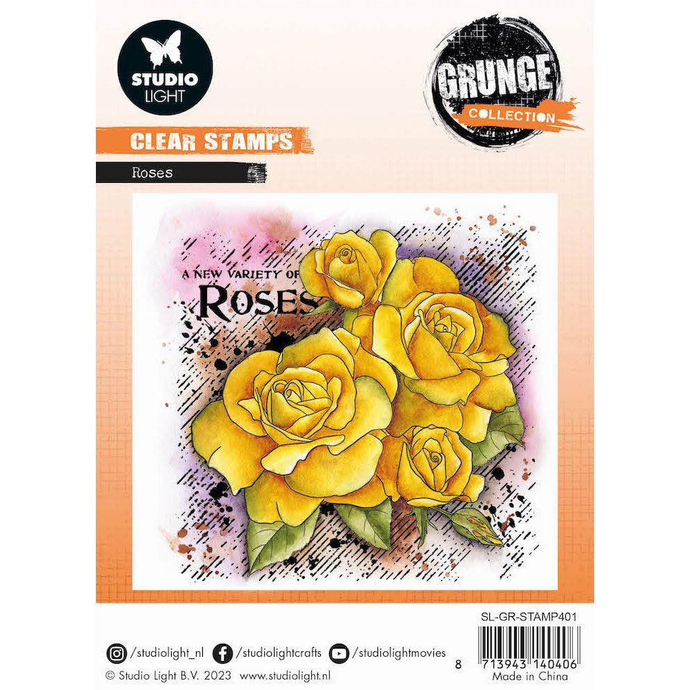 Studio Light Roses Clear Stamp Grunge Collection slgrstamp401 color detail