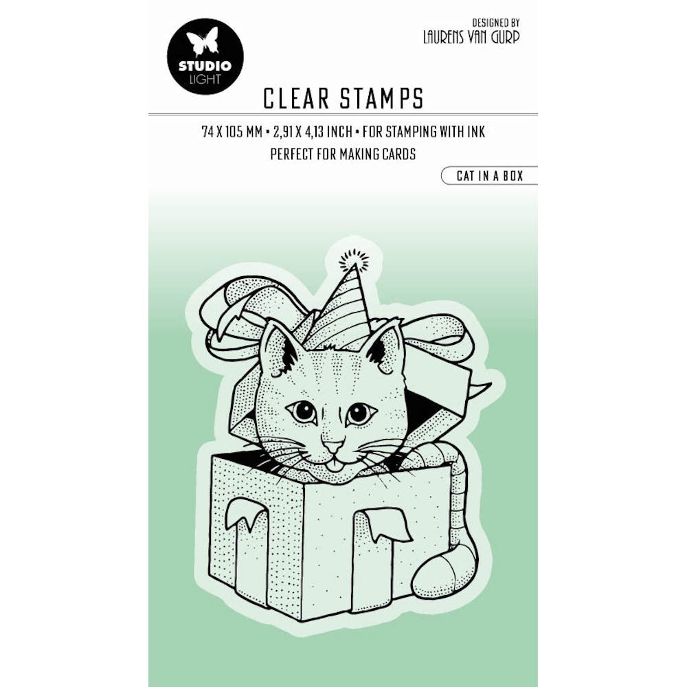 Studio Light Cat in a box Essentials Clear Stamp blesstamp408