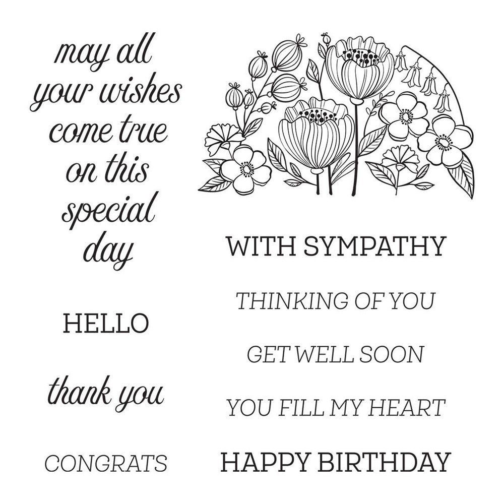 STP-183 Spellbinders Fill My Heart Sentiments Clear Stamps