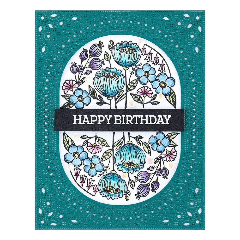 STP-183 Spellbinders Fill My Heart Sentiments Clear Stamps happy birthday