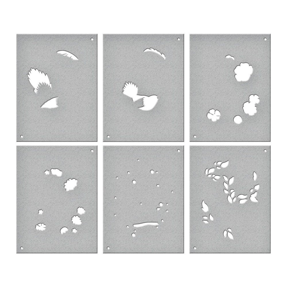 STN-049 Spellbinders Stylish Oval Floral Bird Layering Stencils