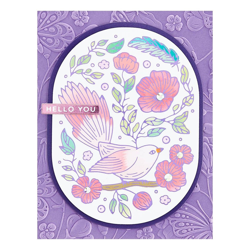 STN-049 Spellbinders Stylish Oval Floral Bird Layering Stencils hello you