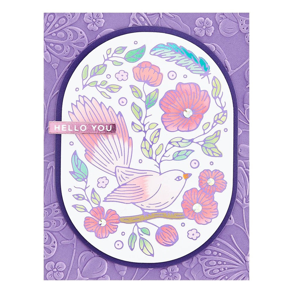 GLP-375 Spellbinders Stylish Oval Floral Bird Glimmer Hot Foil Plate hello you