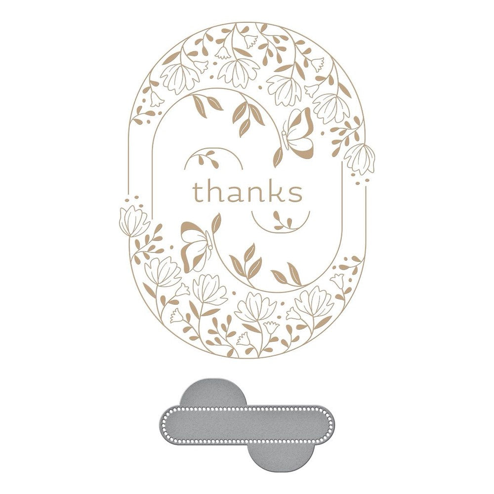 GLP-373 Spellbinders Stylish Ovals Thanks Glimmer Hot Foil Plate and Die Set