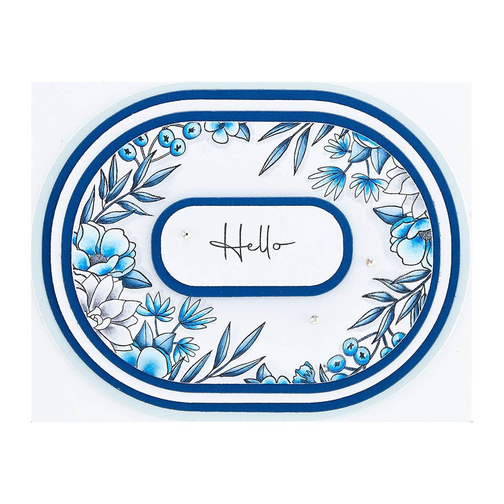 S5-562 Spellbinders Essential Stylish Ovals Etched Dies hello