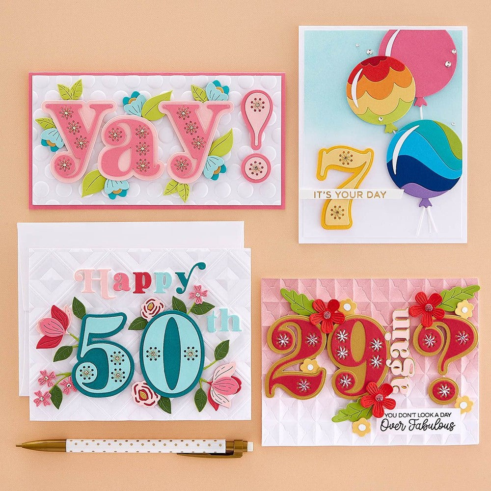 BD-0738 Spellbinders Stitched Numbers and More Set balloons