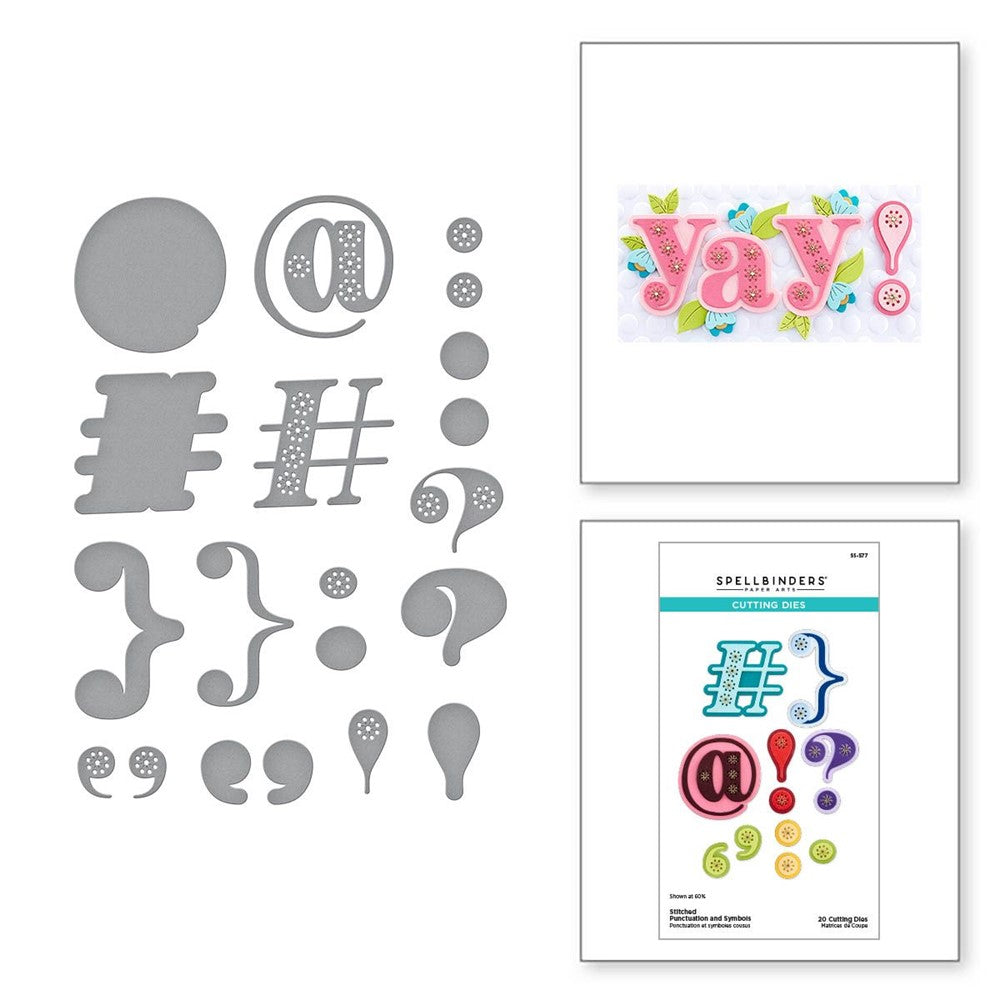 S5-577 Spellbinders Stitched Punctuation and Symbols Etched Dies example and detail