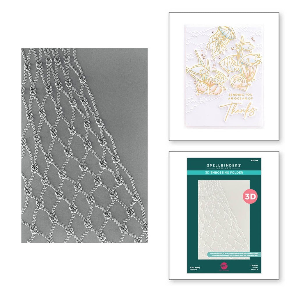 E3D-054 Spellbinders Cast Away 3D Embossing Folder detail and example