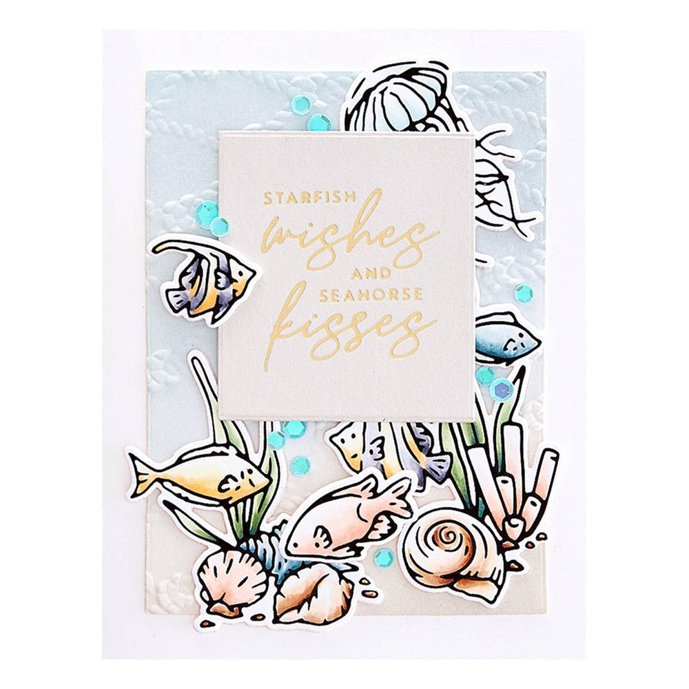 GLP-372 Spellbinders Seahorse Kisses Sentiments Glimmer Hot Foil Plates and Die Set wishes and kisses