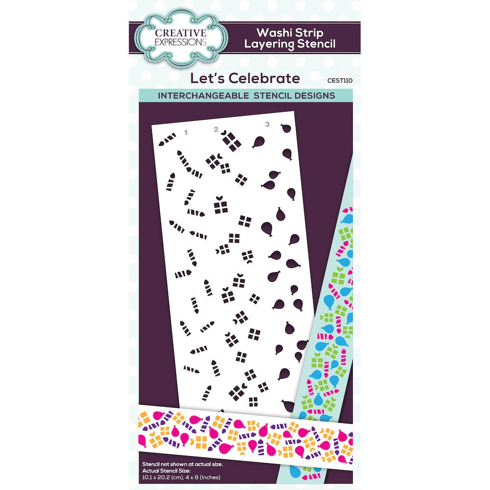 Creative Expressions Let’s Celebrate Washi Tape Layering Stencil cest110