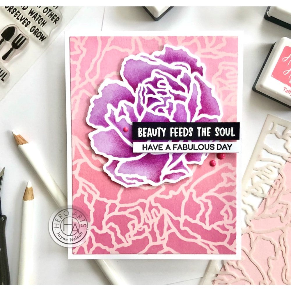 Hero Arts Artistic Peony Stencil SA233 Have a Fabulous Day