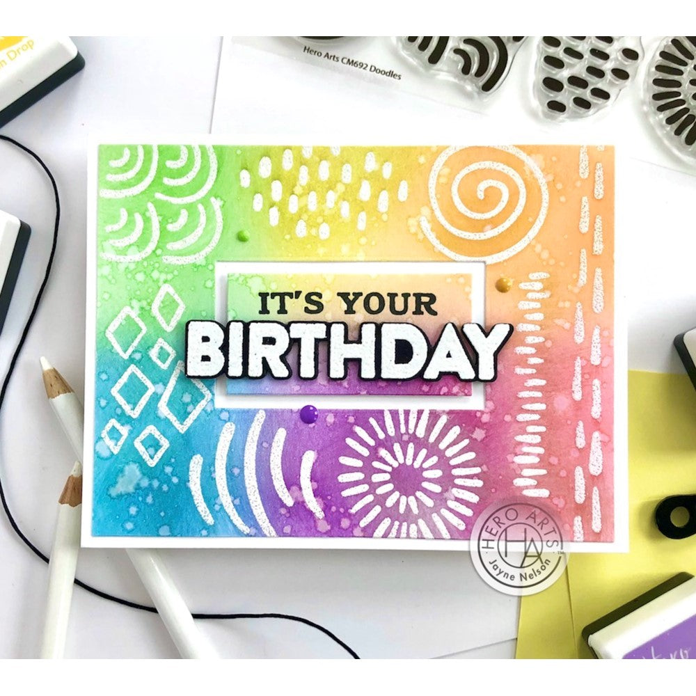Hero Arts Clear Stamps Doodles CM692 Birthday