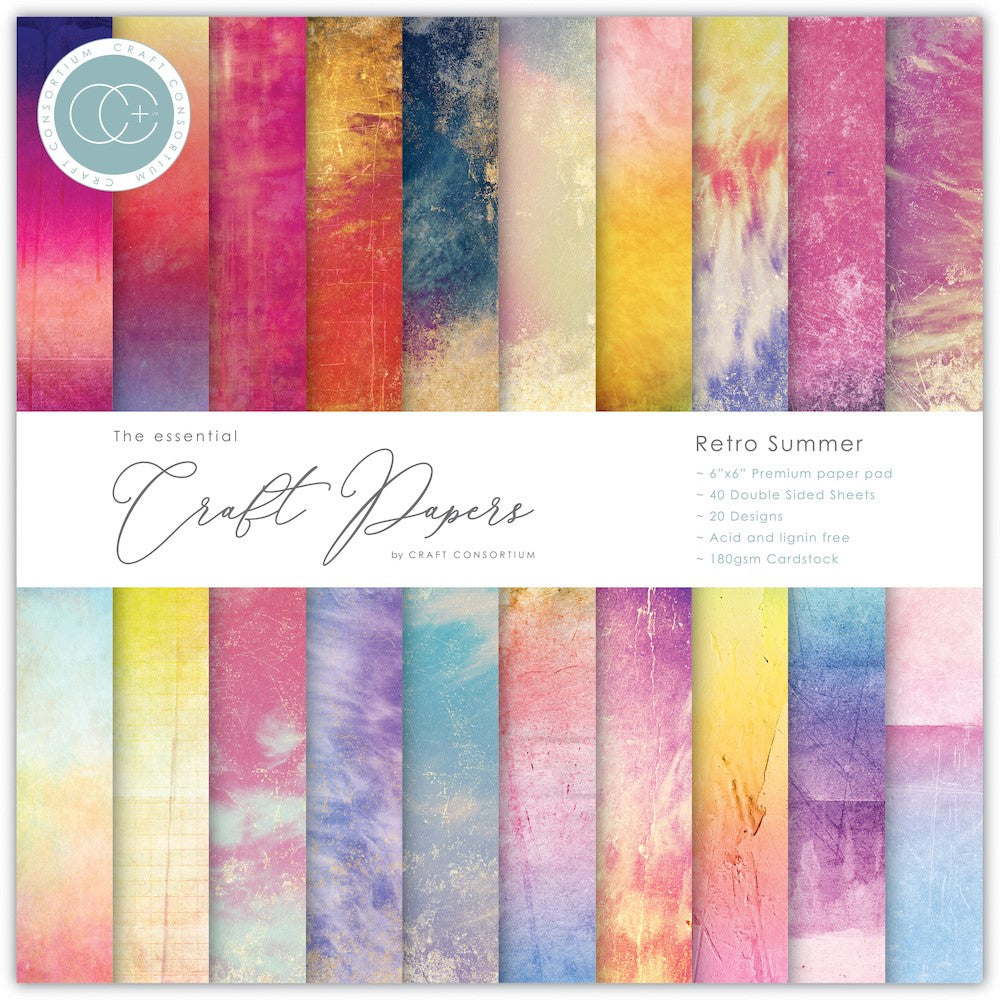 Craft Consortium Retro Summer 6 x 6 inch Paper Pad CCEPAD025B