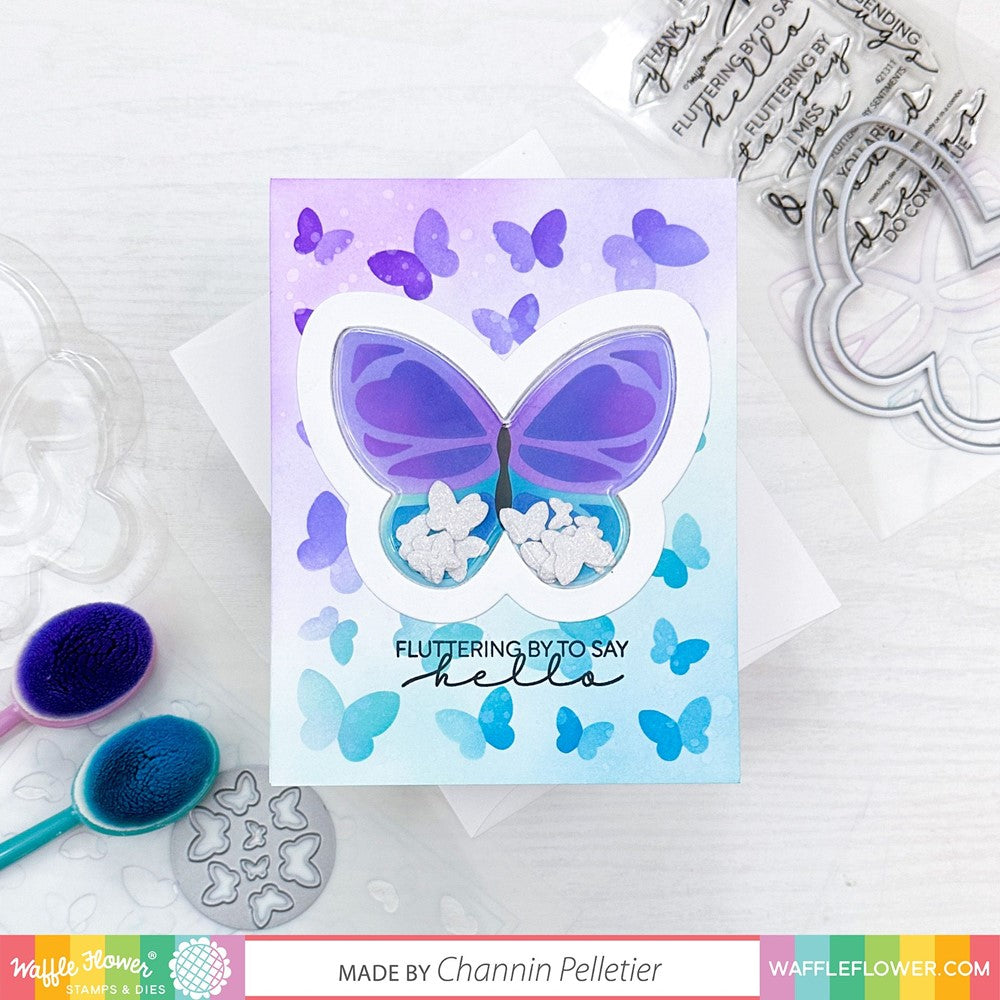 Waffle Flower Slim Shaker Cover Butterfly WFE044 hello