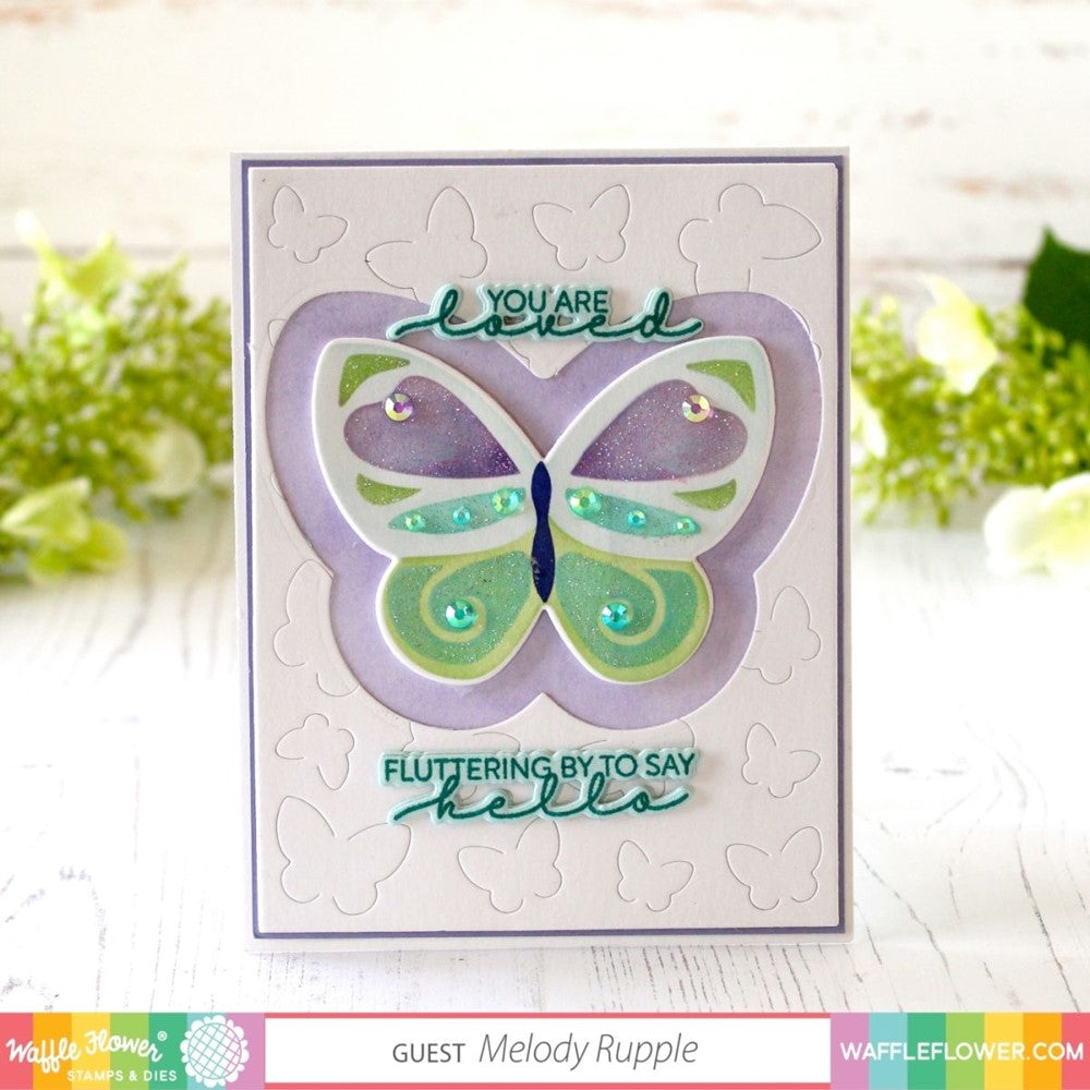 Waffle Flower Fluttering By Sentiments Clear Stamps 421311 butterfly