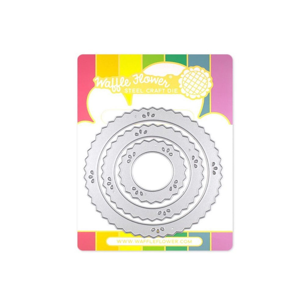 Waffle Flower Pinking Circle Frames Dies 421347