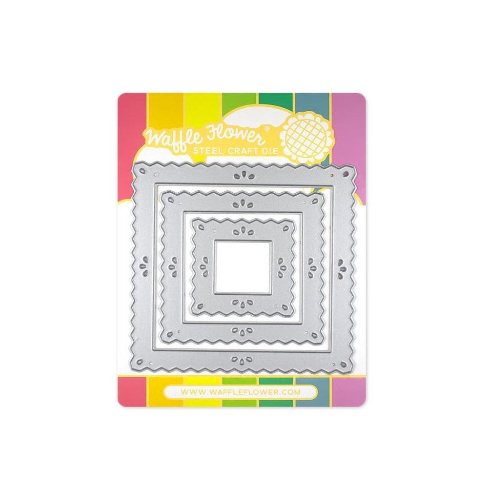 Waffle Flower Pinking Squares Frames Dies 421345