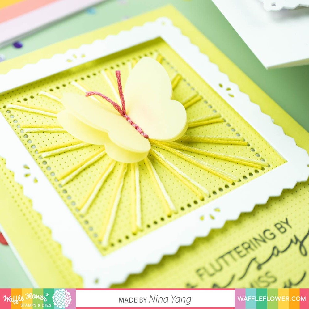 Waffle Flower Pinking Squares Frames Dies 421345 butterflies