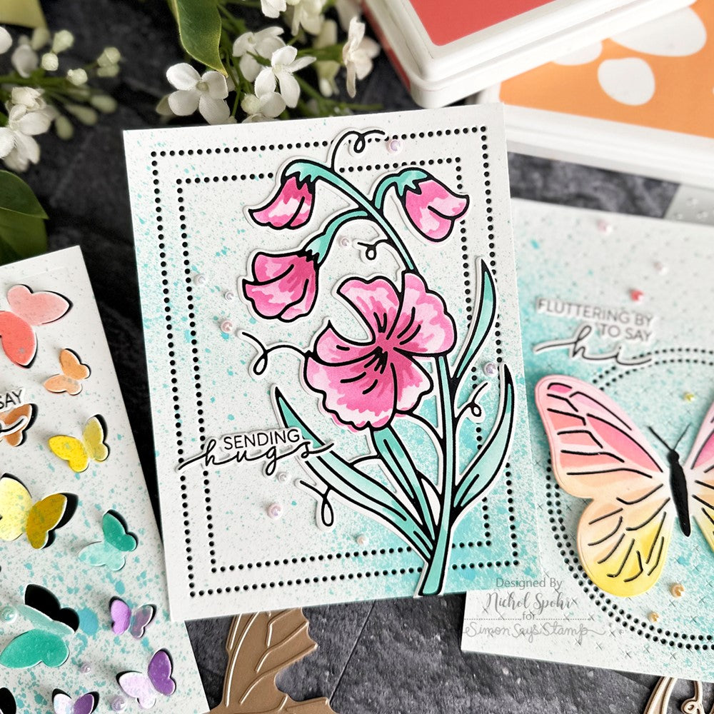 Waffle Flower Nesting Dotted Rectangle Dies 421342 sending hugs | color-code:ALT01