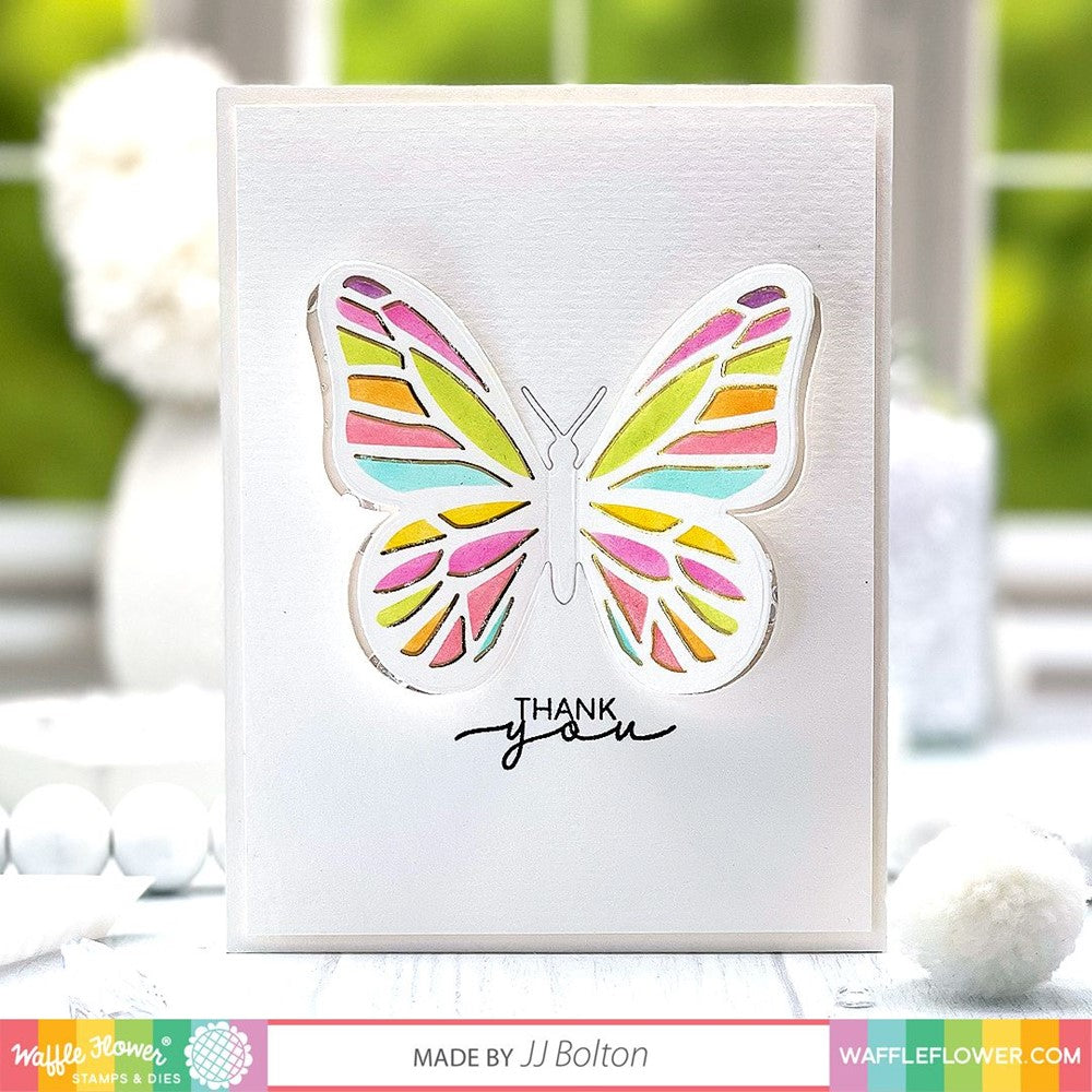 Waffle Flower Gilded Butterfly Die 421316 thank you