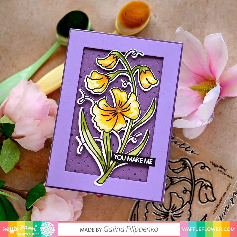Waffle Flower Sketched Sweet Pea Stencils 421273 purple
