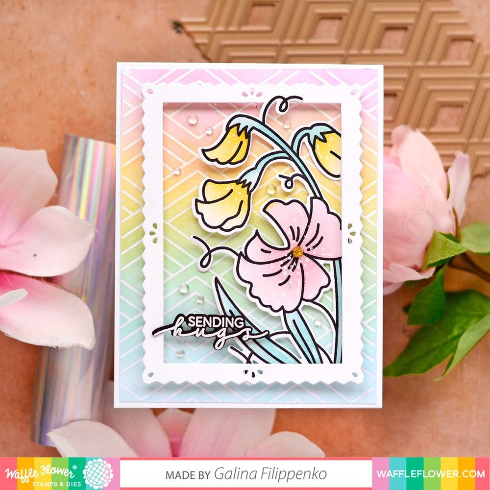 Waffle Flower Sketched Sweet Pea Clear Stamps 421271 rainbow