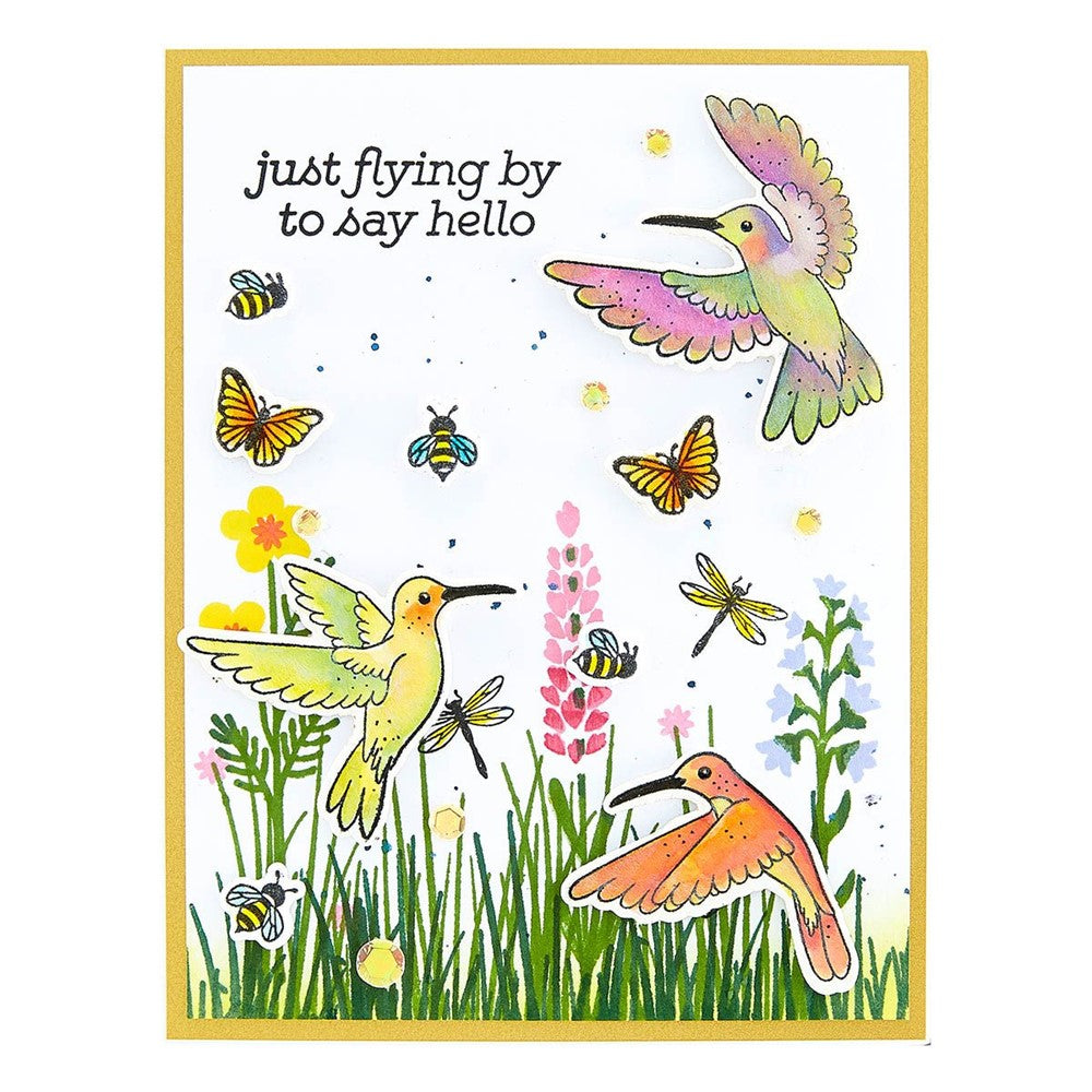 SDS-183 Spellbinders Hummingbird Build a Scene Stamp and Die Set hello