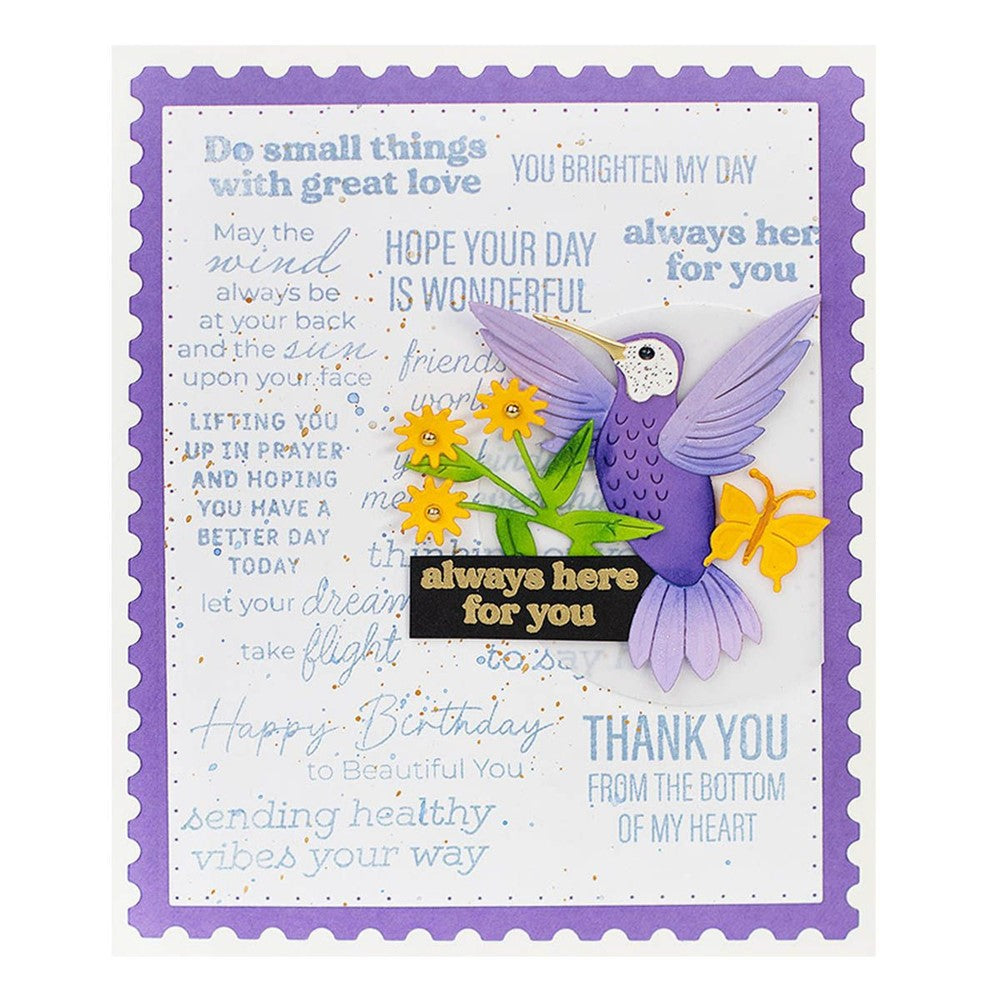 STP-169 Spellbinders Hummingbird Sentiments Clear Stamps always here for you