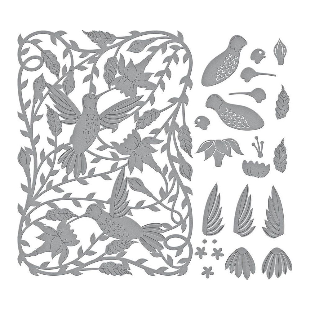S7-230 Spellbinders Delicate Floral Hummingbirds Etched Dies