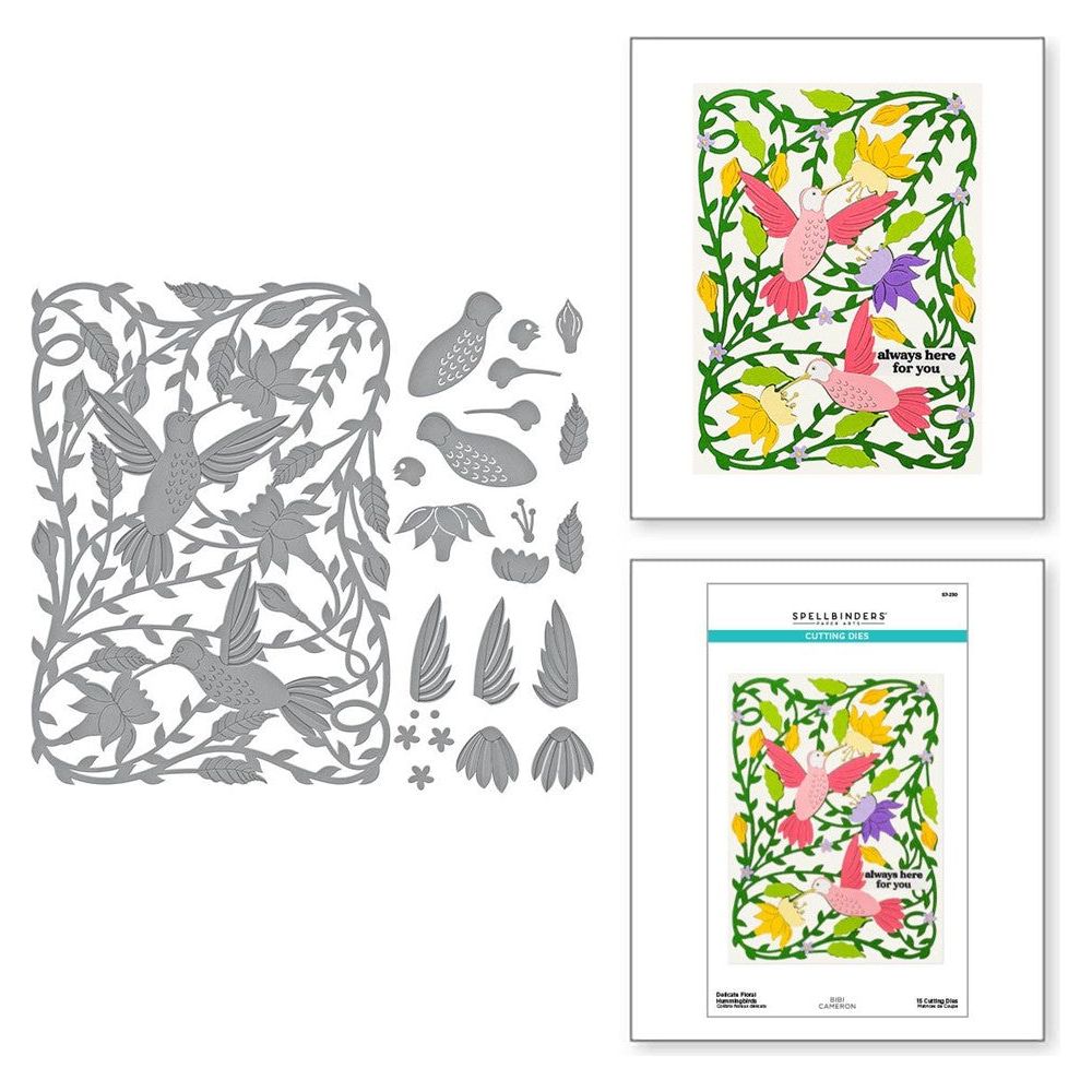 S7-230 Spellbinders Delicate Floral Hummingbirds Etched Dies close detail