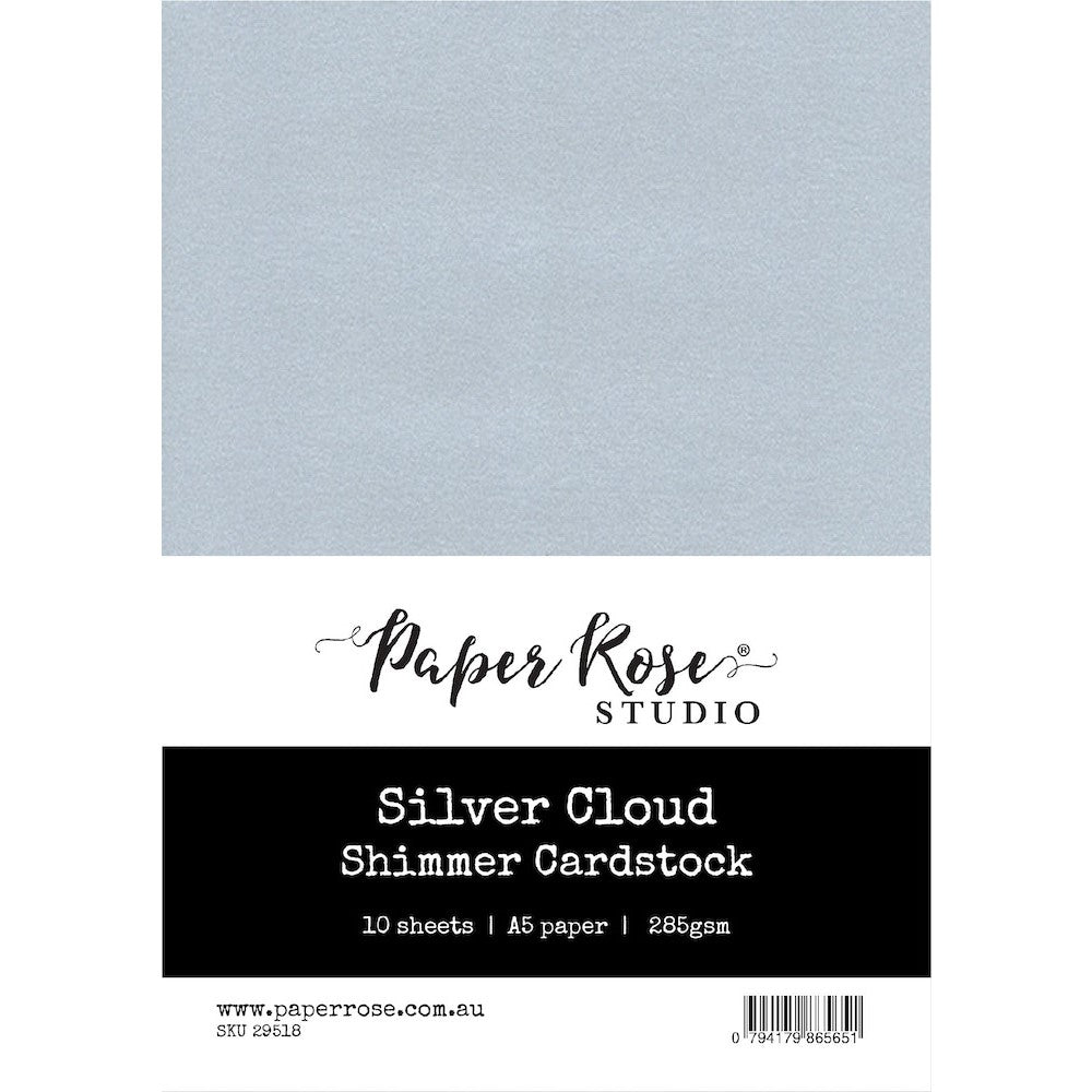 Paper Rose Silver Cloud Shimmer A5 Cardstock 29518