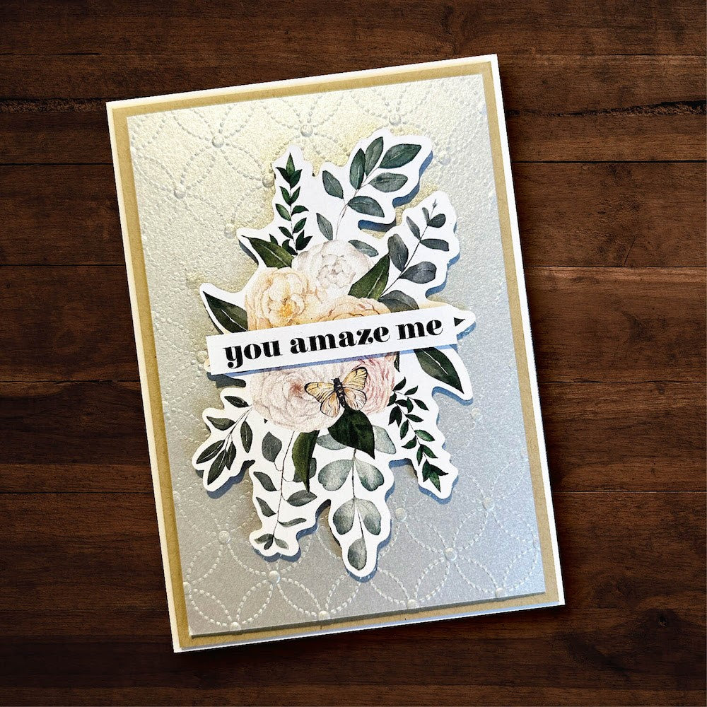 Paper Rose Silver Cloud Shimmer A5 Cardstock 29518 you amaze me