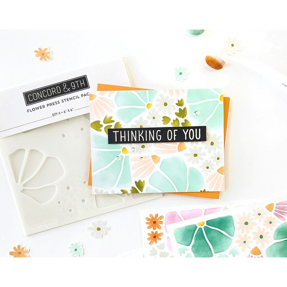 Concord & 9th Flower Press Stencil Pack 11792 thinking of you