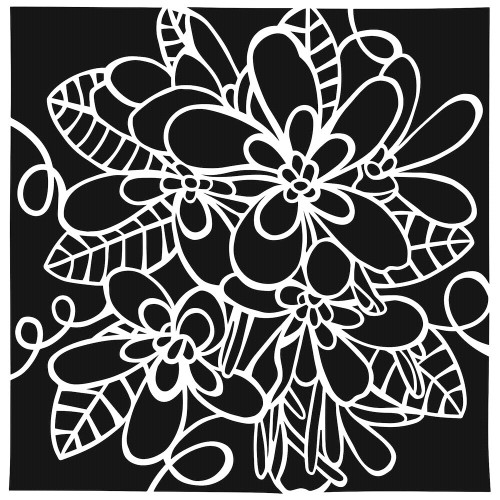 The Crafter's Workshop Flower Cluster 6x6 Stencil tcw1066s